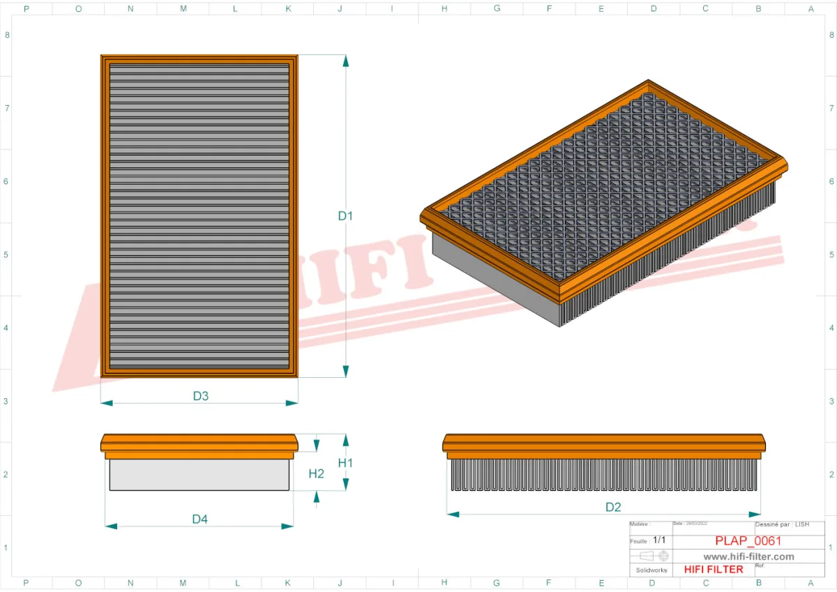 Rysunek techniczny Hifi Filter SA5128