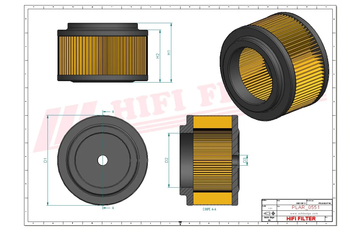 Rysunek techniczny Hifi Filter SA6092