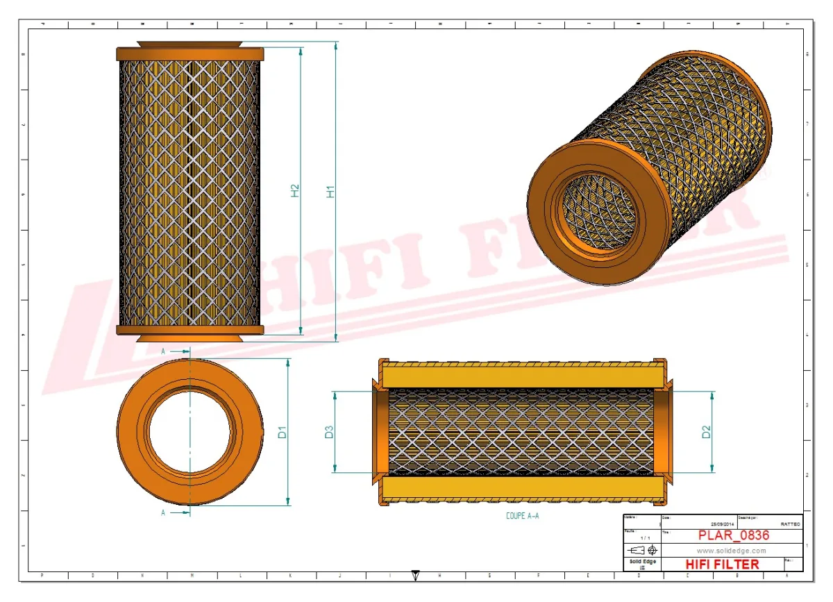 Rysunek techniczny Hifi Filter SA678