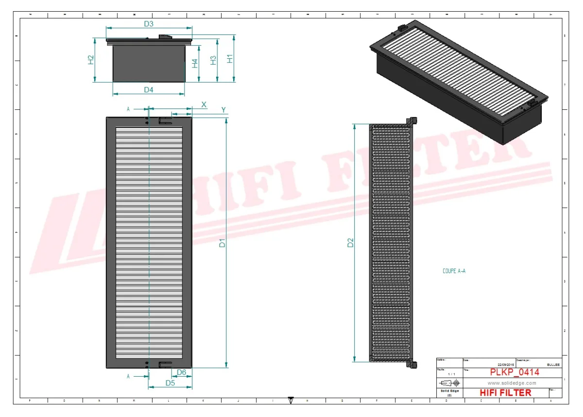 Rysunek techniczny Hifi Filter SC70116