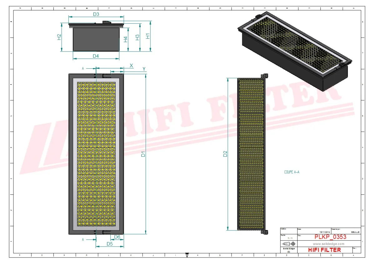 Rysunek techniczny Hifi Filter SC70116CAG
