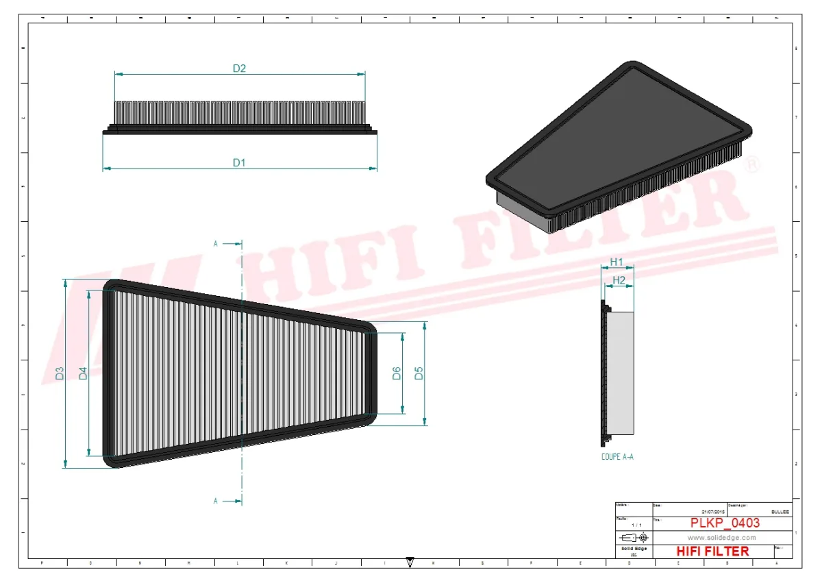 Rysunek techniczny Hifi Filter SC70132