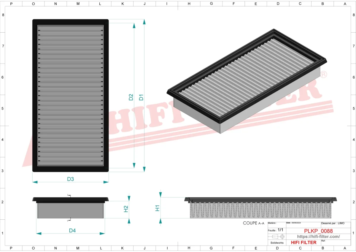 Rysunek techniczny Hifi Filter SC90128