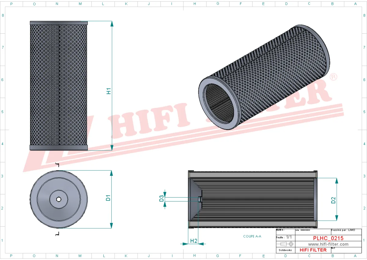 Rysunek techniczny Hifi Filter SH53015