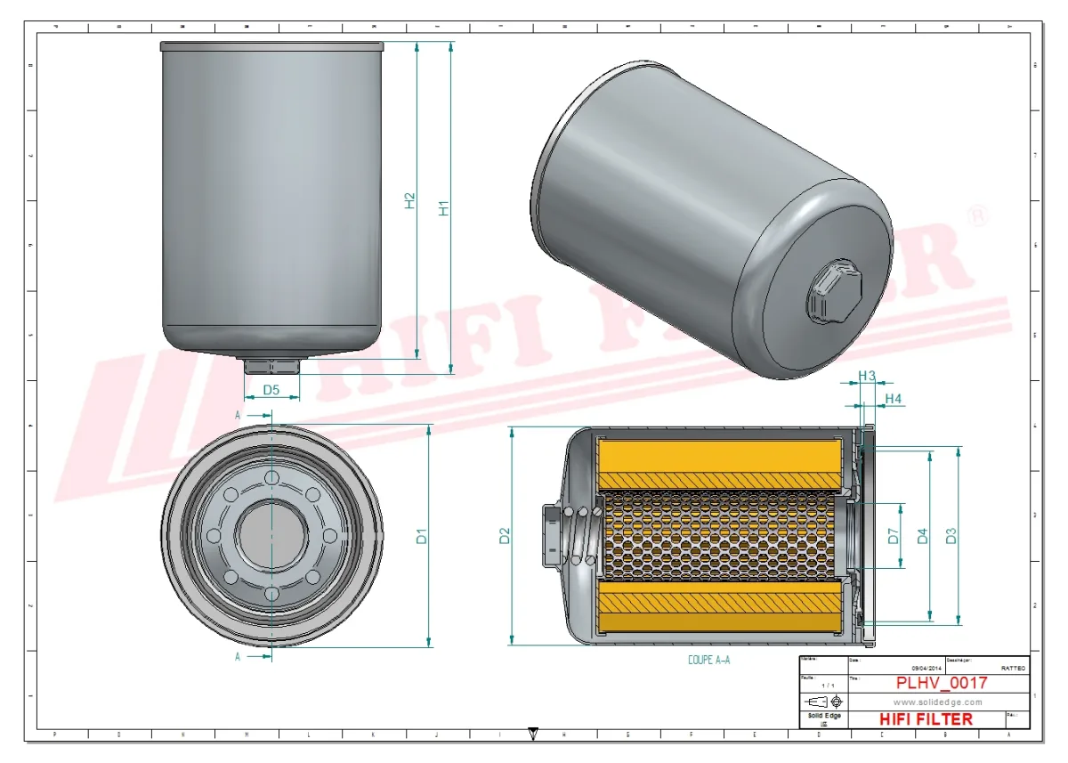 Rysunek techniczny Hifi Filter SH60029
