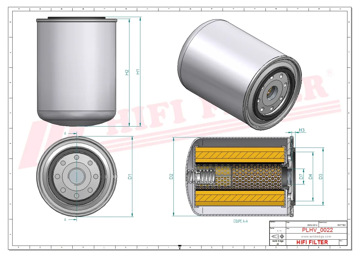 Rysunek techniczny Hifi Filter SH62027