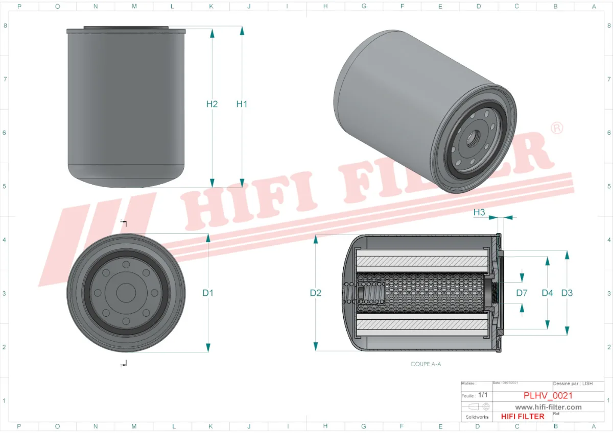 Rysunek techniczny Hifi Filter SH62117