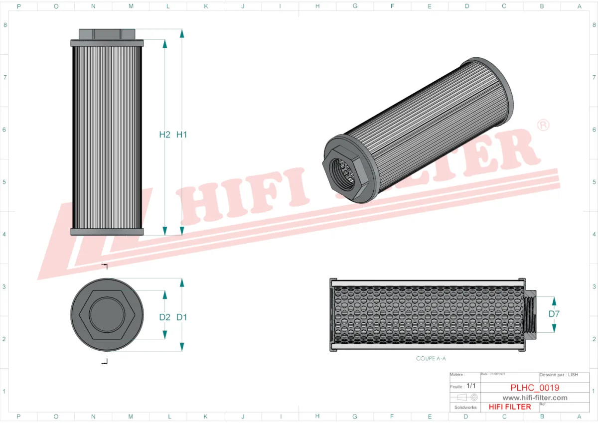 Rysunek techniczny Hifi Filter SH77001