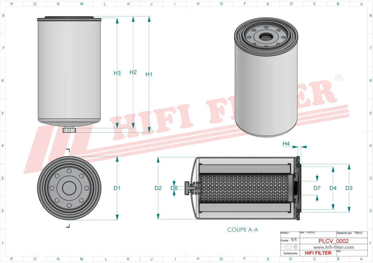 Rysunek techniczny Hifi Filter SN40569