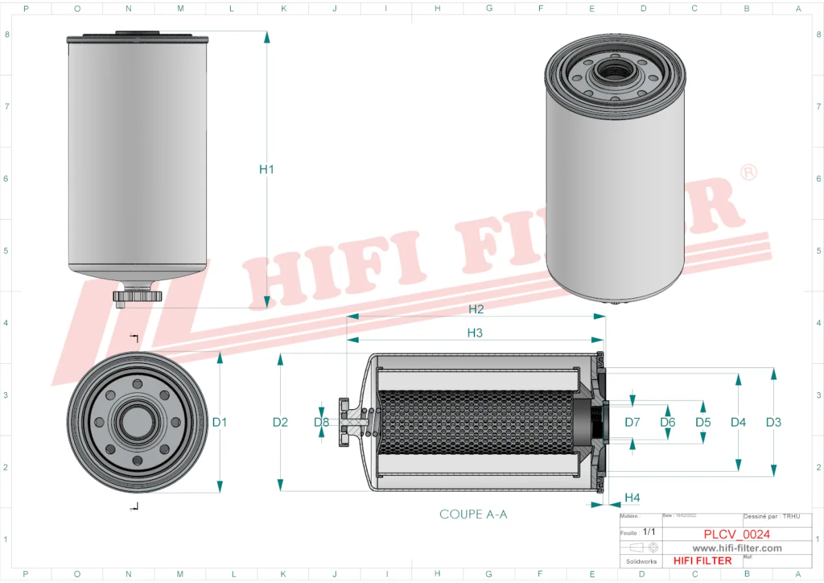 Rysunek techniczny Hifi Filter SN70142