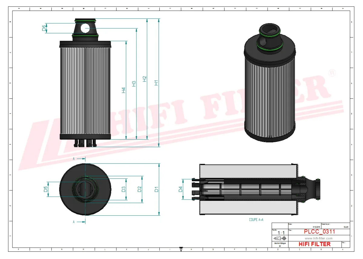 Rysunek techniczny Hifi Filter SN70430