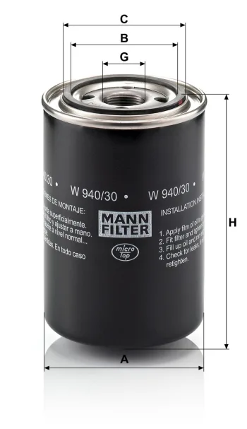 Filtr oleju Mann Filter W940/30 — zdjęcie 2