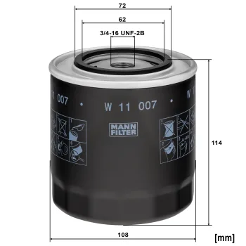 Filtr oleju Mann Filter W11007 — zdjęcie 2
