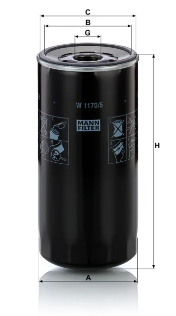 Filtr oleju Mann Filter W1170/5 — zdjęcie 3