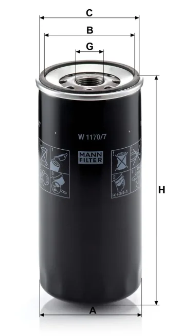 Filtr oleju Mann Filter W1170/7 — zdjęcie 2