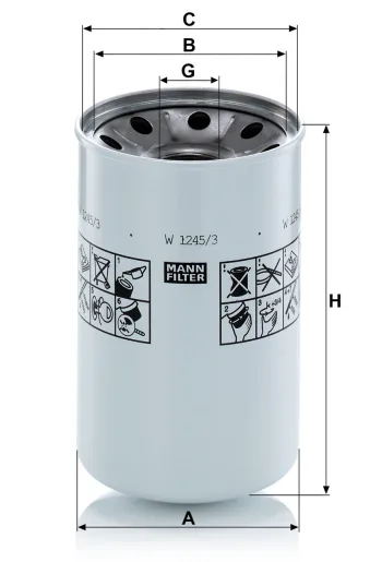 Filtr hydrauliczny Mann Filter W1245/3x — zdjęcie 2