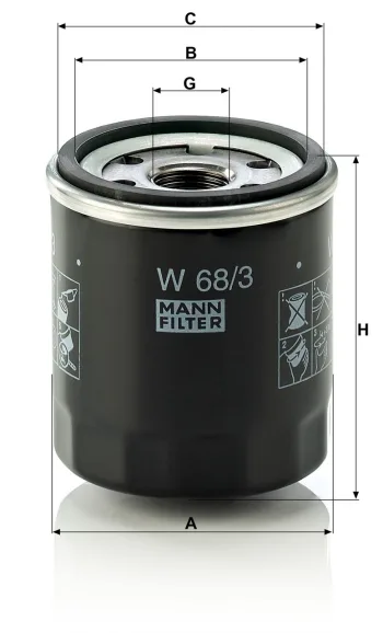 Filtr oleju Mann Filter W68/3 — zdjęcie 3