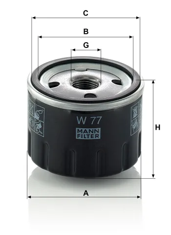 Filtr oleju Mann Filter W77 — zdjęcie 2