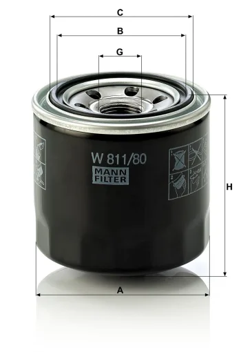 Filtr oleju Mann Filter W811/80 — zdjęcie 3