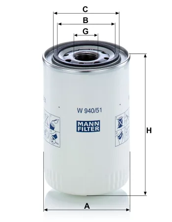 Filtr hydrauliczny Mann Filter W940/51 — zdjęcie 2