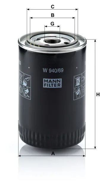 Filtr oleju Mann Filter W940/69 — zdjęcie 2