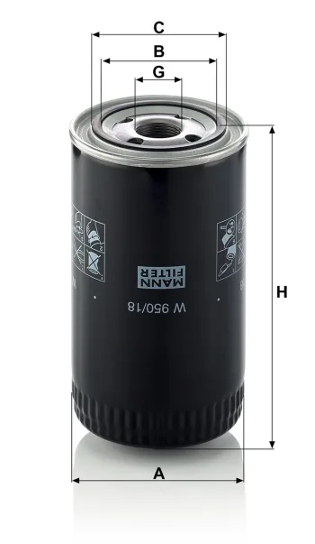 Filtr oleju Mann Filter W950/18 — zdjęcie 3