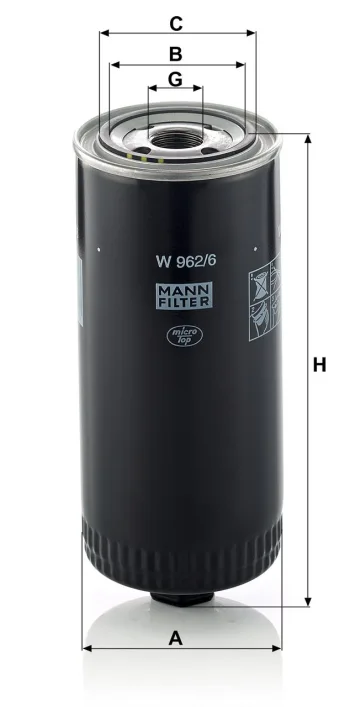 Filtr oleju Mann Filter W962/6 — zdjęcie 3