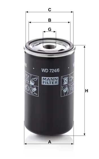 Filtr hydrauliczny Mann Filter WD724/6 — zdjęcie 3