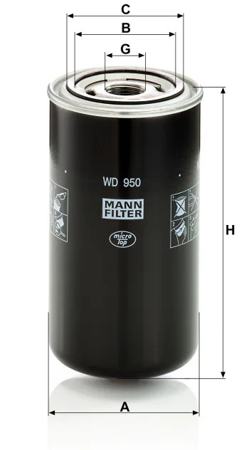 Filtr hydrauliczny Mann Filter WD950 — zdjęcie 2
