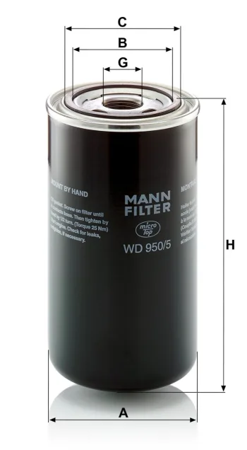 Filtr hydrauliczny Mann Filter WD950/5 — zdjęcie 3