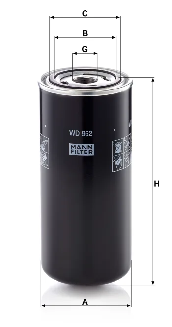 Filtr hydrauliczny Mann Filter WD962 — zdjęcie 2