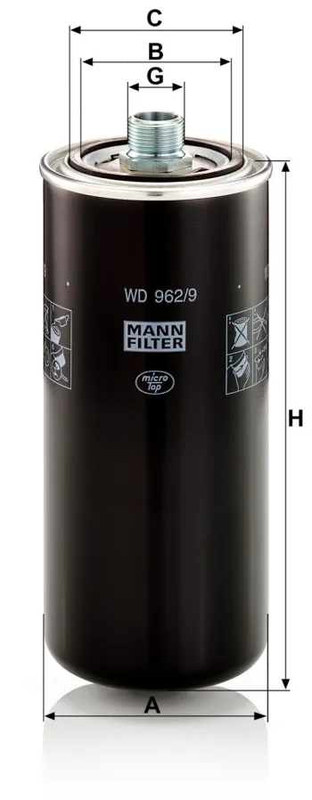 Filtr hydrauliczny Mann Filter WD962/9 — zdjęcie 2